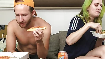 HOT Woman and Sexy Man Eating