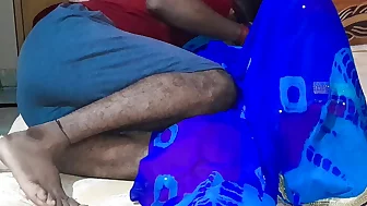 Indian bhabi  wear blue  saree and fuck hard by devar