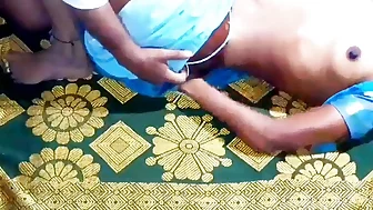 Desi Indian wife doggystyle fucking in a green sari