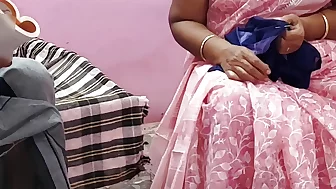 Tamil aunty was sitting on the chair and working I gently stroked her thigh and sucked so many breasts and had hot sex with her.